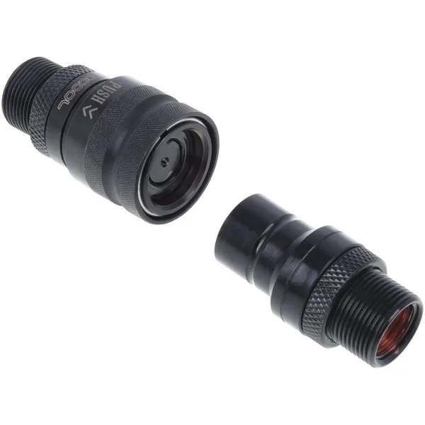 Eiszapfen Schnellverschlusskupplungsset mit Doppel Schottverschraubung G1/4 IG - Deep Black, Verbindung – Bild 2