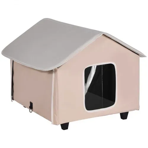 VEVOR Katzenhütte 52x48x47 cm, Katzenhaus 55 W, Katzenhöhle, Katzenunterschlupf aus 600D Oxford-Gewebe mit Beheiztem Kissen, Temperaturerhöhung bis 20 °C, für den Winter,Braun (Mitte) – Bild 10