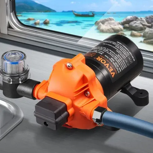 VEVOR 12-V-Membranpumpe, 13,25 L/min, 3-Kammer-DC-Wasserpumpe mit automatischem Druckschalter 40–100 PSI einstellbar, 50 PSI, 1/2 Zoll MNPT-Anschluss, für Wohnmobil, Yacht, Imbisswagen, Camper, Marine – Bild 7