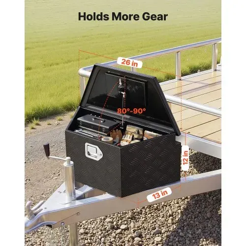 VEVOR Deichselbox Truckbox 660 x 330 x 305 mm aus Aluminium, 50 kg Belastbare Werkzeugaufbewahrungsbox mit Schloss & Schlüsseln, Anhängerbox für Pickup-Ladeflächen RV SUVs Geländewagen, Schwarz VEVOR Deichselbox Truckbox 660 x 330 x 305 mm aus Aluminium, 50 kg Belastbare Werkzeugaufbewahrungsbox mit Schloss & Schlüsseln, Anhängerbox für Pickup-Ladeflächen RV SUVs Geländewagen, Schwarz