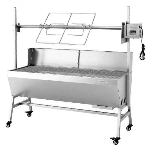 VEVOR Drehspießgrill 38 W Spanferkelgrill Lammgrill Holzkohlegrill (1218 mm Grilllänge) mit 60 kg Tragkraft & Rädern & 4-facher Höhenverstellung & Schutzblech, Elektrogrill-Set für Camping – Bild 10