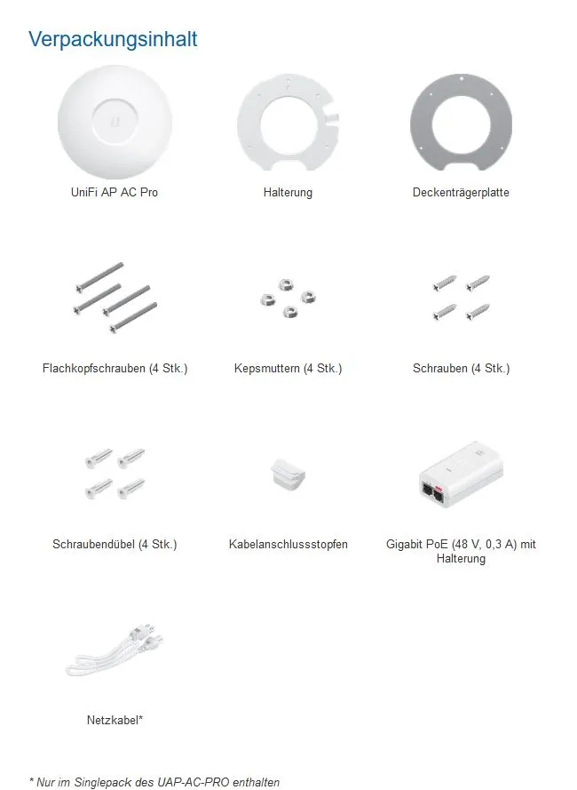 Ubiquiti Wireless AP WIFI5 • AC1750 • 3x3 • Indoor • 1 GbE • Unifi • UAP-AC-PRO – Bild 2