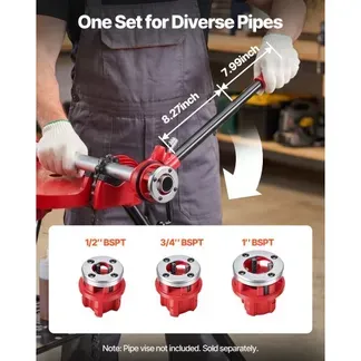 VEVOR Gewindeschneidkluppensatz mit 3 Schneidköpfen, Manueller Rohrgewindeschneider mit 1/2 bis 1 Zoll BSPT Schneidkluppen, Hand-Gewindeschneidwerkzeug mit Kasten für Sanitärinstallation Reparatur VEVOR Gewindeschneidkluppensatz mit 3 Schneidköpfen, Manueller Rohrgewindeschneider mit 1/2 bis 1 Zoll BSPT Schneidkluppen, Hand-Gewindeschneidwerkzeug mit Kasten für Sanitärinstallation Reparatur