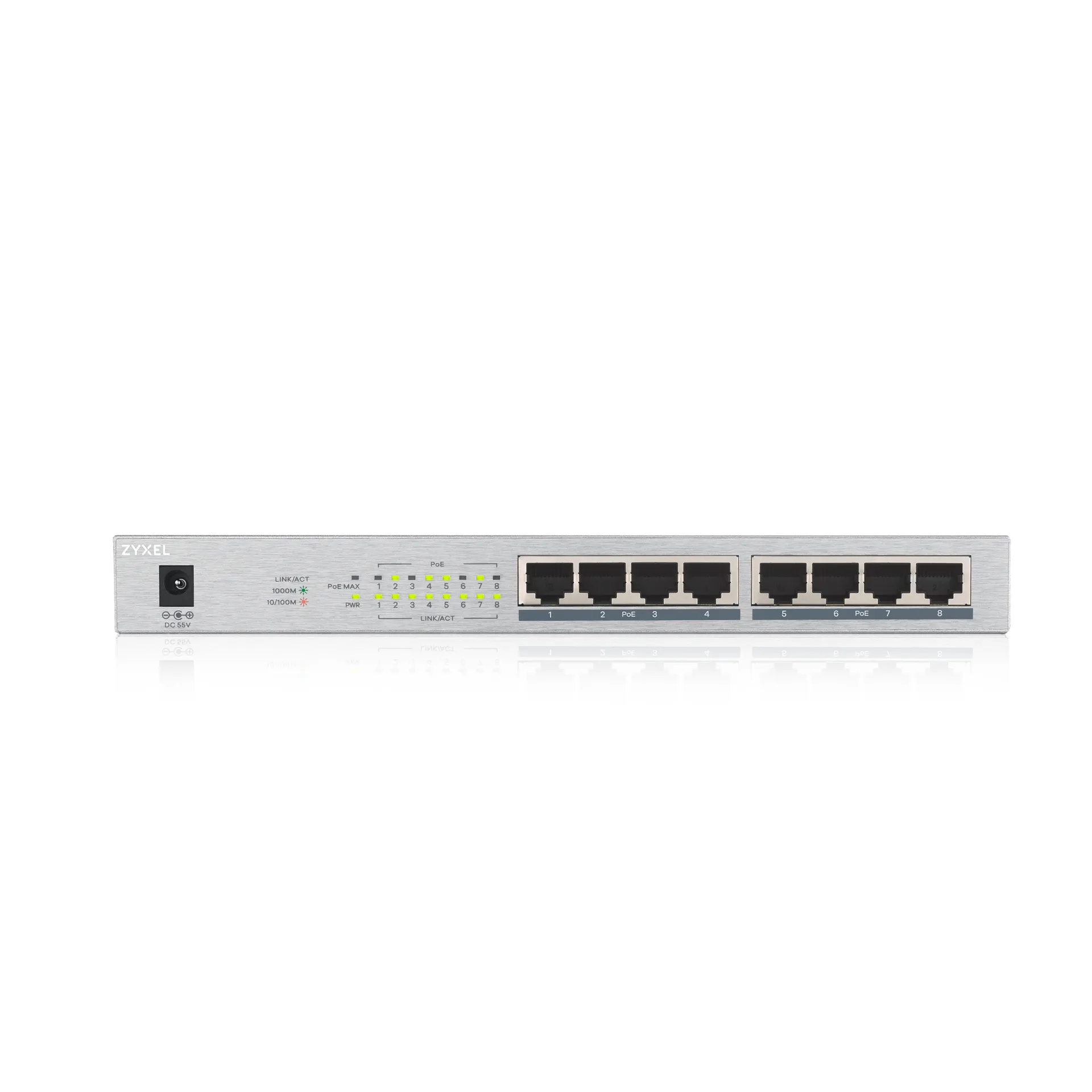 Zyxel GS1008HP Unmanaged Gigabit Ethernet (10/100/1000) Power over Ethernet (PoE) Grau – Bild 3