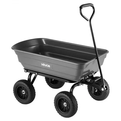 VEVOR Gartenwagen mit Kippfunktion, 272kg Belastbarer Bollerwagen 270° Drehbarer Transportwagen für Gartenarbeit aus Kunsttoff & Stahl mit 10 Zoll Kunststoffreifen, Kippwagen für Rasen, Kies & Schlamm – Bild 10