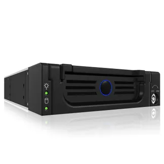 ICY BOX IB-138SK-B-II; Wechselrahmen für 3,5″ SATA I/II/III & SAS HDD, blue circle Light, black color ICY BOX IB-138SK-B-II; Wechselrahmen für 3,5″ SATA I/II/III & SAS HDD, blue circle Light, black color