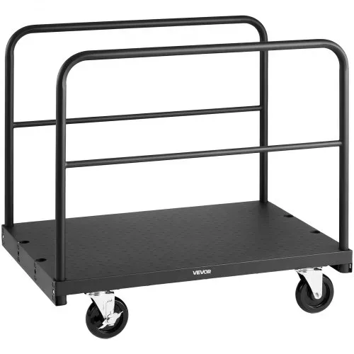 VEVOR Plattenwagen, 816 kg Tragkraft, 2-in-1 Rollenwagen mit 360° Lenkrollen, 914x610 mm Plattformwagen mit 3 seitlichen Handläufen, Transporthilfe für Fabrik, Lager, Garage, Schwarz – Bild 9