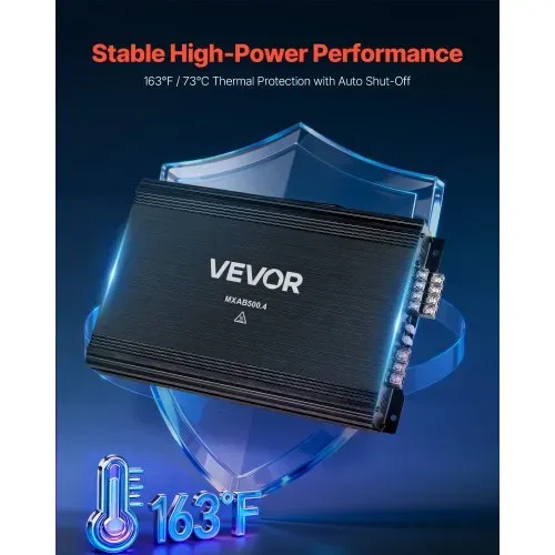 VEVOR Autoverstärker 4-Kanal, Endstufe Klasse AB Überbrückbar, Max. 4 x 250 W an 4 Ohm / 4 x 500 W an 2 Ohm, Hochleistungsverstärker für SUVs Pickups Geländewagen Mehrkanal-Audioverstärker – Bild 3