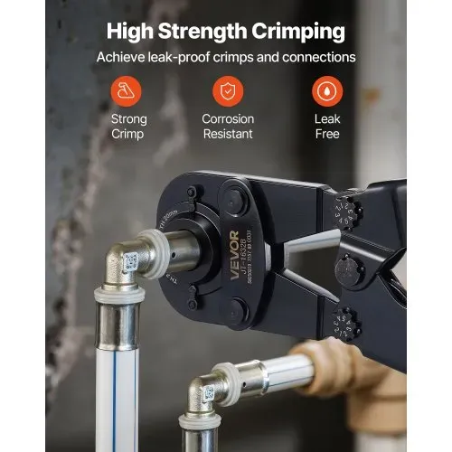 VEVOR Crimpzange, PEX- & Aluminium-Kunststoff-Rohre mit TH12-, TH16-, TH20-, TH26- & TH32-Backen & biegsamem Griff, Presszange mit Aufbewahrungskoffer für Rohrreparaturen & -installationen – Bild 2
