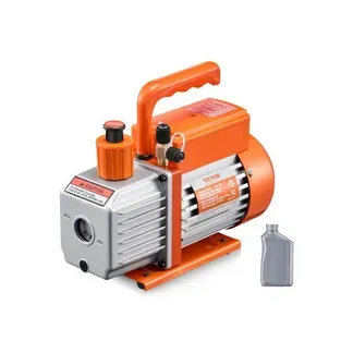 VEVOR Vakuumpumpe, 4 CFM, HVAC einstufige Drehschieber-Vakuumpumpe, für R134a R22 R410a Systeme, Auto-AC-Vakuumpumpen-Kit mit Ölflasche, für die Wartung von Auto-Klimaanlagen und Harzentgasung VEVOR Vakuumpumpe, 4 CFM, HVAC einstufige Drehschieber-Vakuumpumpe, für R134a R22 R410a Systeme, Auto-AC-Vakuumpumpen-Kit mit Ölflasche, für die Wartung von Auto-Klimaanlagen und Harzentgasung