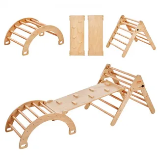 VEVOR Pikler-Dreieck-Set, 5-in-1-Kletterspielzeug für Kleinkinder, Indoor-Spielplatz, Montessori-Kletterset mit Dreieck, Rampe und Bogen, großes Klettergerüst aus Holz für Kleinkinder von 1–3 Jahren, Holzfarbe VEVOR Pikler-Dreieck-Set, 5-in-1-Kletterspielzeug für Kleinkinder, Indoor-Spielplatz, Montessori-Kletterset mit Dreieck, Rampe und Bogen, großes Klettergerüst aus Holz für Kleinkinder von 1–3 Jahren, Holzfarbe