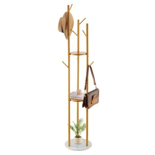 VEVOR Garderobenständer 340x340x1700 mm, Kleiderständer mit Quarzsteinsockel & 9 Haken, Jackenständer Baumform für Eingangsbereich, Büro, Wohnzimmer, Kleiderbügel für Mantel, Hut, Schal, Tasche – Bild 10