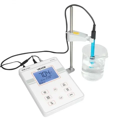 VEVOR Tisch-pH-Meter, Messbereich pH 0–14, Labortester-Set mit Hintergrundbeleuchtung, Kalibrierlösungen, Netzteil, Speicher für bis zu 50 Messwerte, für Temperatur- & Wasserqualitätsmessungen – Bild 9