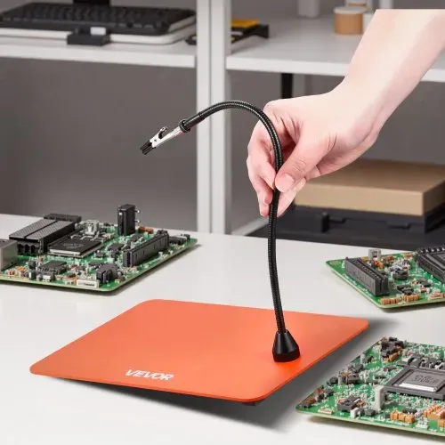 VEVOR Löthilfe dritte Hand, Magnetische Lötstation, 4 flexiblen Armen, mit 6 PCB-Säulenhaltern & 360-Grad-Heißluftpistolenhalter, Helfende Hand für elektronische Reparaturarbeiten, 279x178x3mm – Bild 7
