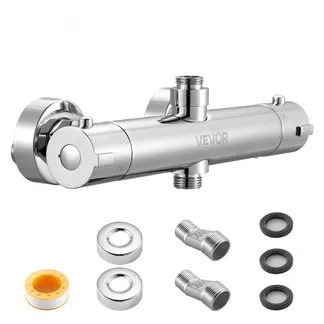 VEVOR Duscharmatur mit Thermostat Brausemischer Duschhahn mit 38 °C Sicherheitsschloss, Duschhahnventil Badewannenarmatur, Temperaturregelventile für Badezimmer Wohnmobil Hotel Chrom-Silber VEVOR Duscharmatur mit Thermostat Brausemischer Duschhahn mit 38 °C Sicherheitsschloss, Duschhahnventil Badewannenarmatur, Temperaturregelventile für Badezimmer Wohnmobil Hotel Chrom-Silber