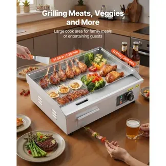 VEVOR Gewerbliche Elektrische Grillplatte 3200 W, Tischgrillplatte 535×300 mm Grillfläche, Elektrogrill, halb Gerillt, halb Glatt, mit 2 Spateln & 2 Bürsten & Fußpolstern, für Steaks Pfannkuchen VEVOR Gewerbliche Elektrische Grillplatte 3200 W, Tischgrillplatte 535×300 mm Grillfläche, Elektrogrill, halb Gerillt, halb Glatt, mit 2 Spateln & 2 Bürsten & Fußpolstern, für Steaks Pfannkuchen