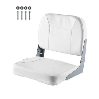 VEVOR 1 Stk. Bootssitz Bootsstuhl mit niedriger Rückenlehne klappbarer Fischerbootsitz mit dickem Schwammkissen & wasserdichtem PVC-Leder, Scharniere aus Aluminiumlegierung, für Yachten Boote Weiß VEVOR 1 Stk. Bootssitz Bootsstuhl mit niedriger Rückenlehne klappbarer Fischerbootsitz mit dickem Schwammkissen & wasserdichtem PVC-Leder, Scharniere aus Aluminiumlegierung, für Yachten Boote Weiß