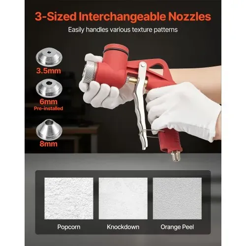 VEVOR Lackierpistole, 4,5 L Spritzpistole, professionelles Trockenbau-Struktur-Farbsprüh-Set, Farbspritzgerät mit 3 Düsen (3,5 mm, 6 mm, 8 mm) für Popcorn-, Knockdown- und Orangenhaut-Texturen – Bild 2