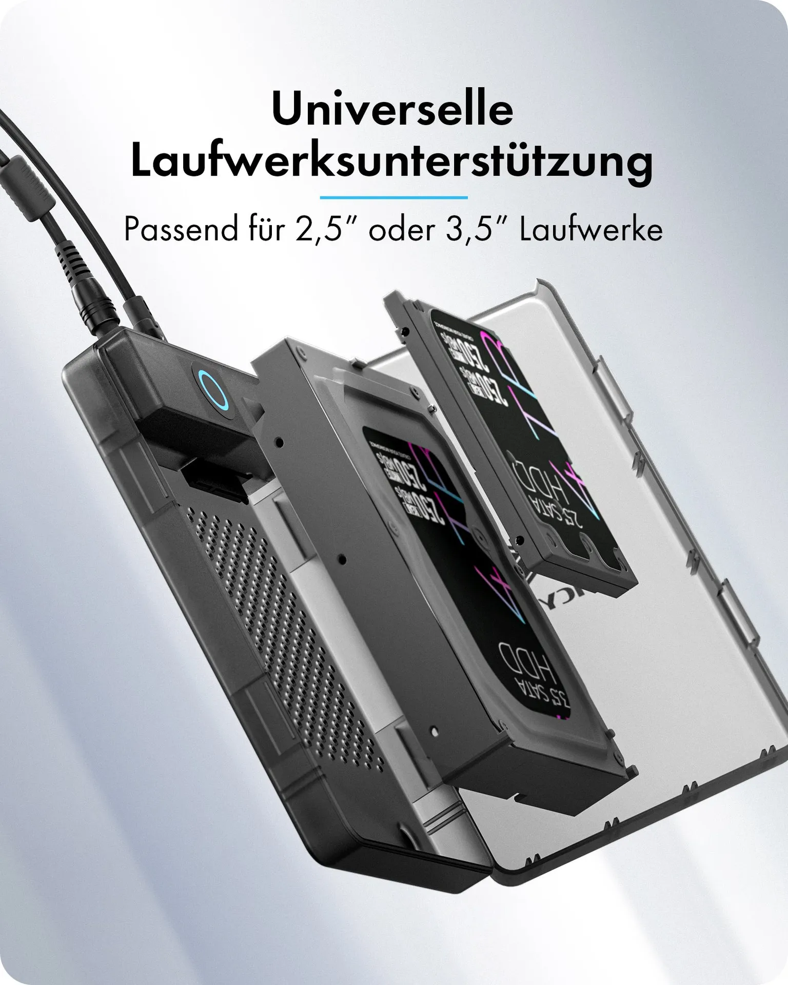 ICY BOX Spade Base 388 Festplattengehäuse für 2,5"/3,5" SATA SSD/HDD – Bild 2