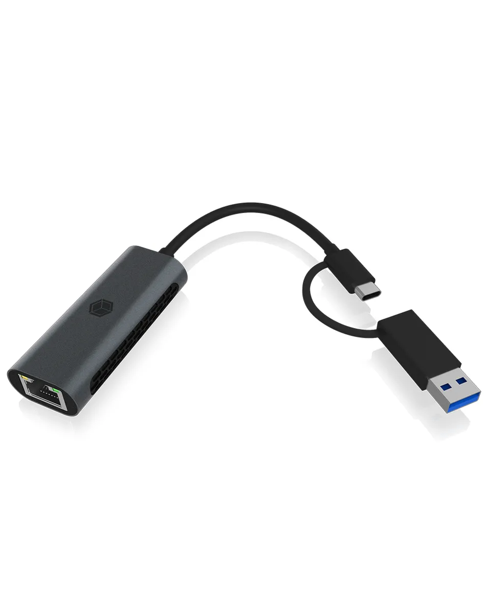 ICY BOX IB-LAN301-C3, USB 3.2 Gen 1 Type-C®/Type-A zu 2.5 Gigabit Ethernet LAN Adapter, Anthrazit ICY BOX IB-LAN301-C3, USB 3.2 Gen 1 Type-C®/Type-A zu 2.5 Gigabit Ethernet LAN Adapter, Anthrazit