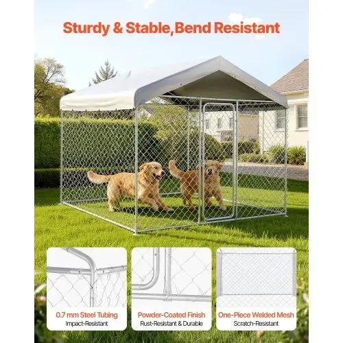 VEVOR Hundezwinger, 2,3 x 2,3 x 2,15 m, Hundehütte mit Sicherheitsschloss, Outdoor Hundehaus mit UV-Beständiger & Wasserdichter Dachabdeckung, Robuste Hundegehege/Auslauf für Große Hunde VEVOR Hundezwinger, 2,3 x 2,3 x 2,15 m, Hundehütte mit Sicherheitsschloss, Outdoor Hundehaus mit UV-Beständiger & Wasserdichter Dachabdeckung, Robuste Hundegehege/Auslauf für Große Hunde
