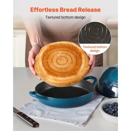 VEVOR Schmortopf aus emailliertem Gusseisen, 4,73 L Dutch Oven zum Backen von Sauerteigbrot, robuster Kochtopf mit Deckel & 2 Griffen, geeignet bis 260 °C, Brottopf zum Kochen und Braten – Bild 5