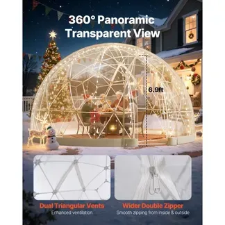 VEVOR Gartenkuppel, 4,57×2,9 m großes transparentes Blasenzelt für 10–14 Personen, geodätisches Kuppelgewächshaus mit Fenster, PVC-Zelt für Hinterhof, Terrasse, Camping, Party, Hochzeit VEVOR Gartenkuppel, 4,57×2,9 m großes transparentes Blasenzelt für 10–14 Personen, geodätisches Kuppelgewächshaus mit Fenster, PVC-Zelt für Hinterhof, Terrasse, Camping, Party, Hochzeit