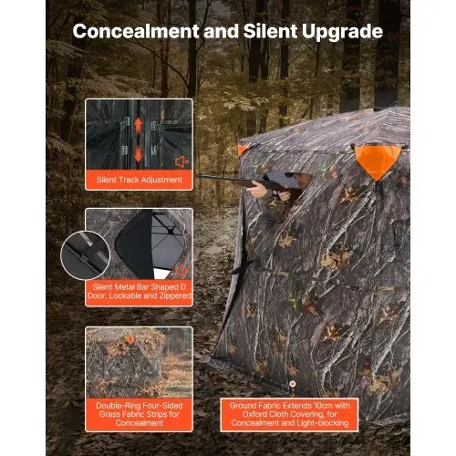 VEVOR Jagdversteck 270° durchsichtiges Bodenversteck, 4–5 Personen Pop-Up-Hirschversteck für die Jagd mit Tragetasche, tragbares, belastbares Jagdzelt Durchsichtnetz für Hirsch Tarnfarbe – Bild 2