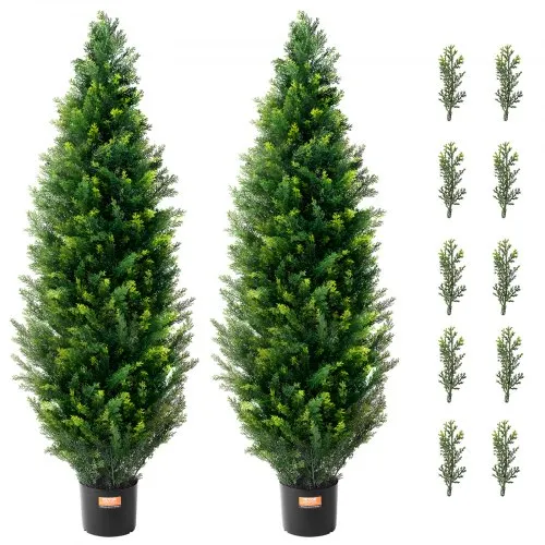 VEVOR Künstlicher Formschnittbaum aus Zeder, 121,9 cm hoch (2 Stück), mit zusätzlichen Blättern und Topf, künstliche immergrüne Kiefern-Zypressenpflanze, UV-geschütztes künstliches Grünset VEVOR Künstlicher Formschnittbaum aus Zeder, 121,9 cm hoch (2 Stück), mit zusätzlichen Blättern und Topf, künstliche immergrüne Kiefern-Zypressenpflanze, UV-geschütztes künstliches Grünset