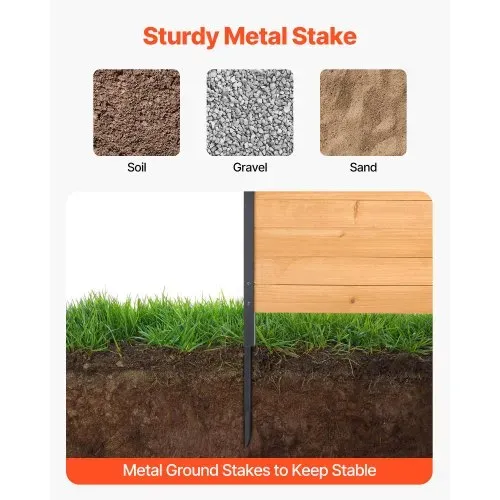 VEVOR Sichtschutzzaun Holz, 1100x982 mm, 2 Paneele, Lamellenzaun für Klimaanlagen, Umzäunung für Poolausrüstung mit Metallpfählen, Gartenzaun, Mülltonnenversteck für Außenbereich als Gartendekoration – Bild 3