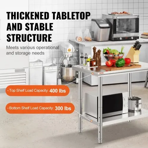 VEVOR Edelstahl Arbeitstisch 60X90X80 cm Essenszubereitung für die Zubereitung von Mahlzeiten, Nähen, Waschen, Basteln, Garagennutzung usw. – Bild 2
