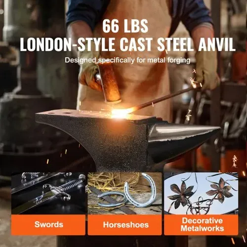 VEVOR Amboss Einzelner Hornamboss 30kg Stahlamboss Geschmiedeter Amboss Robuster Hornamboss Schmied Juweliere Metallschmied Schmiedewerkzeug Geeignet für Nieten, Abflachen, Schmieden und Formen – Bild 5