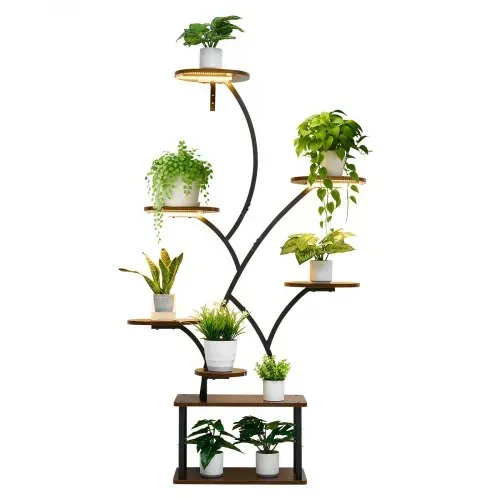 VEVOR Pflanzenständer mit Wachstumslichtern, 8-stöckiges Pflanzenregal, Blumenständer, 3 Timer- & 10 Helligkeitsstufen, Blumenregal als Dekoration für Wohnzimmer & Balkon, 920x310x1575 mm – Bild 9