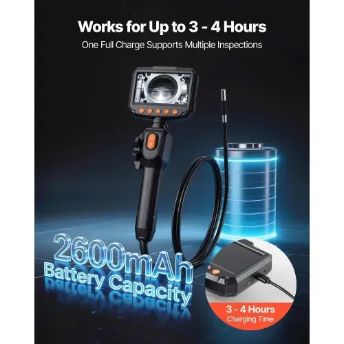 VEVOR Drehbare Endoskopkamera mit Licht, Inspektionskamera mit Zwei-Wege beweglichem Kopf, IP67 Wasserdichte Rohrkamera mit 4,3 Zoll Display 1,5 m Kabel 2600mAh Akku, 8 mm Boreskopkamera für Auto Haus – Bild 4