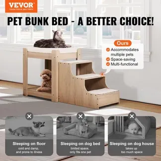 VEVOR Etagenbett für Haustiere mit Treppe, Fenstersitz für Hunde/Katzen, mehrstufiges Bett, Hundebettschläfer, Lounge-Sitzplattform mit Schaumstoffkissen, Haustierbettcouch 120x50x65cm (Beige) VEVOR Etagenbett für Haustiere mit Treppe, Fenstersitz für Hunde/Katzen, mehrstufiges Bett, Hundebettschläfer, Lounge-Sitzplattform mit Schaumstoffkissen, Haustierbettcouch 120x50x65cm (Beige)