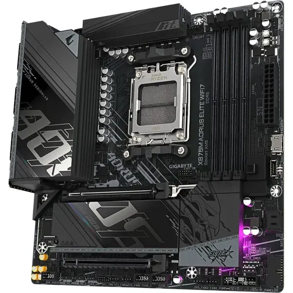 GIGABYTE X870M AORUS ELITE WIFI7 Mainboard – Unterstützt AMD Ryzen 9000 CPUs, digitale 14+2+2 Phasen VRM, bis zu 8200 MHz DDR5 (OC), 1 x PCIe 5.0 + 1 x PCIe 4.0, Wi-Fi 7, 2.5 GbE LAN, USB 4 – Bild 4