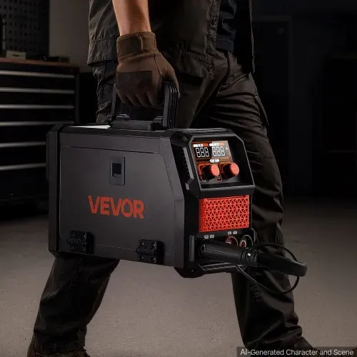 VEVOR 145A MIG-Schweißgerät 3-in-1 Lift-TIG/ Gaslos-Fülldraht/MMA-Schweißen, Trgabare Schweißmaschine für Werkstatt Garage Heimwerker, IGBT-Inverter, Synergiesteuerung, Digitalanzeige, Überlastschutz – Bild 7