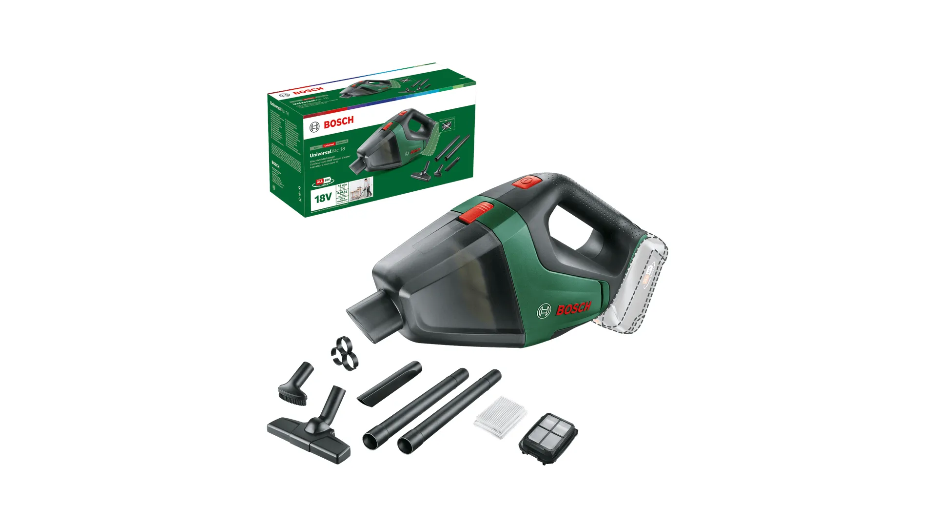 Bosch UniversalVac 18 2-in-1-Stabstaubsauger Akku Trocken Beutellos Schwarz, Grün – Bild 2