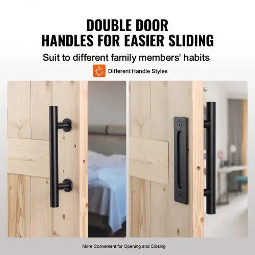 VEVOR Scheunentor und Hardware-Set Schiebetürsystem, 762 x 2133,6 mm Holz-Schiebetor, sanft und leise, Scheunentor-Set mit 8-in-1-Bodenführung und Türgriff, Fichtenholz-Platte – Bild 5