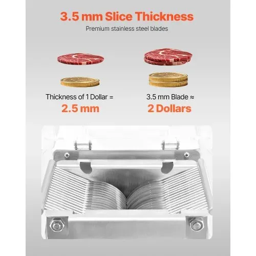 VEVOR Fleischschneidemaschine Fleischschneider 550 W 159 kg/h kommerzielle Fleischschneidemaschine aus Edelstahl (3,5 mm dick), elektrischer Lebensmittelschneider für Restaurant, Supermarkt – Bild 2