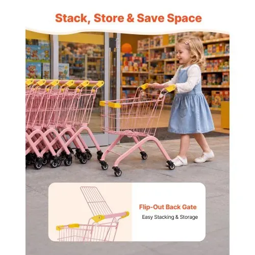 VEVOR Einkaufswagen für Kinder, Einkaufswagen Supermarkt Spielzeug mit Stahlrahmen 4 Rädern & Dichtem Netzkorb, Faltbares Kaufladenzubehör mit 30kg Belastbarkeit, Kaufmannsladen Spiele für Kinder ab 3 – Bild 5