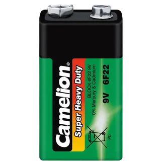 Block-Batterie CAMELION Super Heavy Duty 9V, Typ 6F22, 1er-Shrink Block-Batterie CAMELION Super Heavy Duty 9V, Typ 6F22, 1er-Shrink