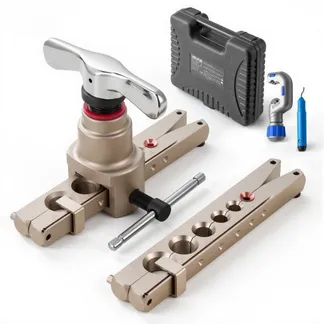 VEVOR 5 tlg. Bördelwerkzeuge Set, 45° Exzentrisches Bördelgerät für Einzelbördelung, HVAC-Bördel mit Rohrschneider & Werkzeugkasten für 6-19 mm Kupfer- & Aluminiumrohre, Reparatursatz für Kilmaanlagen VEVOR 5 tlg. Bördelwerkzeuge Set, 45° Exzentrisches Bördelgerät für Einzelbördelung, HVAC-Bördel mit Rohrschneider & Werkzeugkasten für 6-19 mm Kupfer- & Aluminiumrohre, Reparatursatz für Kilmaanlagen