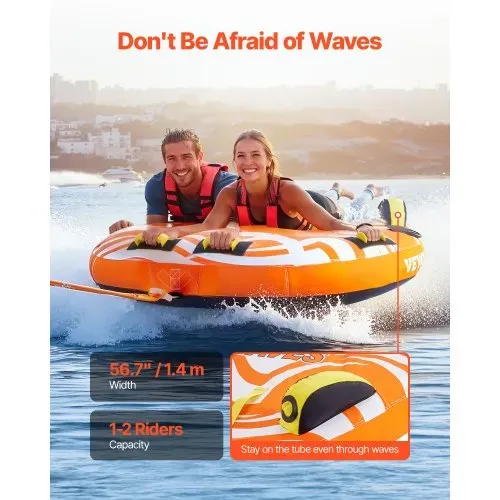 VEVOR Fun Tube Set zum Bootfahren, Aufblasbare Schleppboote für 1–2 Personen, 154 kg Wassersport-Schleppschlauch zum Ziehen von Booten – mit Flossen, doppelt genähter Nylonhülle & gepolsterten Griffen VEVOR Fun Tube Set zum Bootfahren, Aufblasbare Schleppboote für 1–2 Personen, 154 kg Wassersport-Schleppschlauch zum Ziehen von Booten – mit Flossen, doppelt genähter Nylonhülle & gepolsterten Griffen