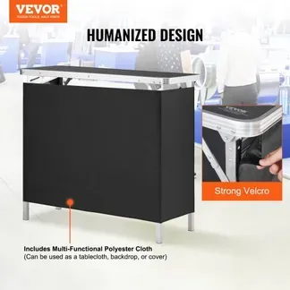 VEVOR Tragbare Messetheke Messetresen, 97,5 × 38,5 × 87 cm Messestand Ausstellungs-Thekenständer, Faltbarer Promotion-Bartisch Promotiontheke, Rezeption mit Aufbewahrungsregal, Tragetasche, Schwarz VEVOR Tragbare Messetheke Messetresen, 97,5 × 38,5 × 87 cm Messestand Ausstellungs-Thekenständer, Faltbarer Promotion-Bartisch Promotiontheke, Rezeption mit Aufbewahrungsregal, Tragetasche, Schwarz