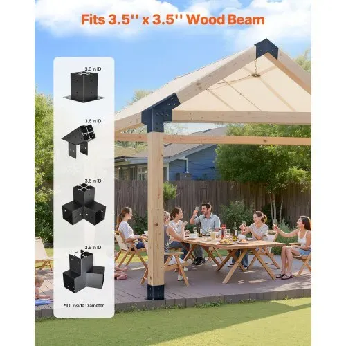 VEVOR Pfostenverbinder, Pfostennecke für Posten mit Innengröße von 92×92 mm, 3-Wege-/4-Wege-Pavillonhalterung mit Pfostensockeln & Firsthalterungen für Pergolen & Pavillons, 14-teilig VEVOR Pfostenverbinder, Pfostennecke für Posten mit Innengröße von 92×92 mm, 3-Wege-/4-Wege-Pavillonhalterung mit Pfostensockeln & Firsthalterungen für Pergolen & Pavillons, 14-teilig