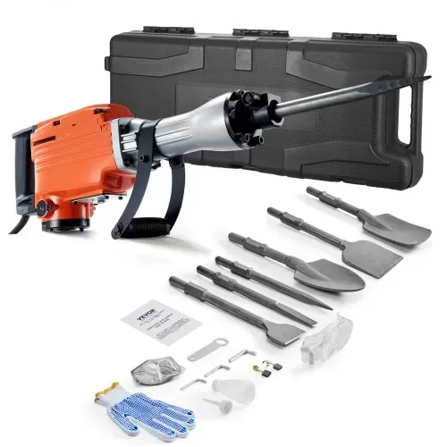 VEVOR Hochleistungs-Betonbrecher Abbruchhammer 2200 W, Elektroabbruchhammer, Bohrhammer Betonhammer Stemmhammer 1400 BPM, inkl. 6 Meißel Spitzmeißel, Flachmeißel, Schabemeißel für Schiefer, Beton usw. – Bild 8
