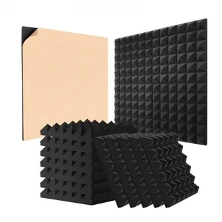 VEVOR Akustikschaumstoff Akustikpaneele 48er-Set, 30x30x5cm, selbstklebende schalldichte Pyramidenwandplatten, Akustikplatten, Akustikschaumstoff-Matten für Studiowände und -decken, schwarz VEVOR Akustikschaumstoff Akustikpaneele 48er-Set, 30x30x5cm, selbstklebende schalldichte Pyramidenwandplatten, Akustikplatten, Akustikschaumstoff-Matten für Studiowände und -decken, schwarz