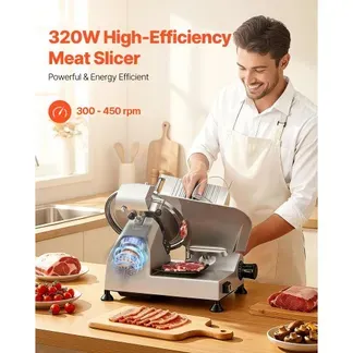 VEVOR Elektrische Aufschnittmaschine 300 mm Klinge, 320 W Allesschneider Fleischschneidemaschine mit Integriertem Schärfer und 0-15 mm Einstellbarer Schnittstärke, für Gefrorenes Fleisch Schinken VEVOR Elektrische Aufschnittmaschine 300 mm Klinge, 320 W Allesschneider Fleischschneidemaschine mit Integriertem Schärfer und 0-15 mm Einstellbarer Schnittstärke, für Gefrorenes Fleisch Schinken