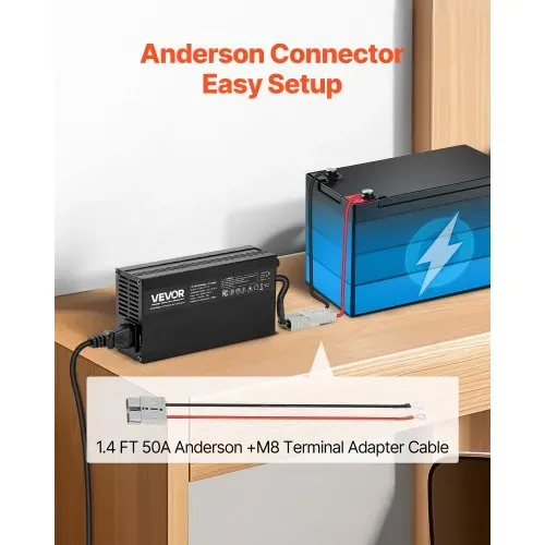 VEVOR 12 V 10 A Lithium-Batterieladegerät, 14,6 V DC Ladespannung, mit Anderson-Anschluss, LED-Anzeige, 0-V-Aktivierung, für Lithium-LiFePO4-Deep-Cycle-Akkus von Booten, Wohnmobilen – Bild 5